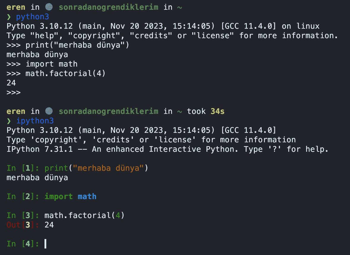 Python3 vs IPython